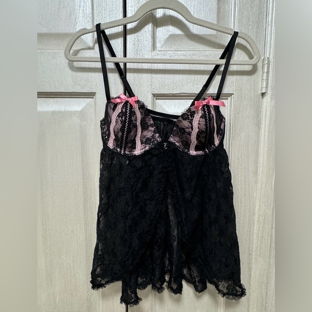 Victoria’s Secret Sexy Little Things Black Sheer Ruffle Lingerie Cami 34C